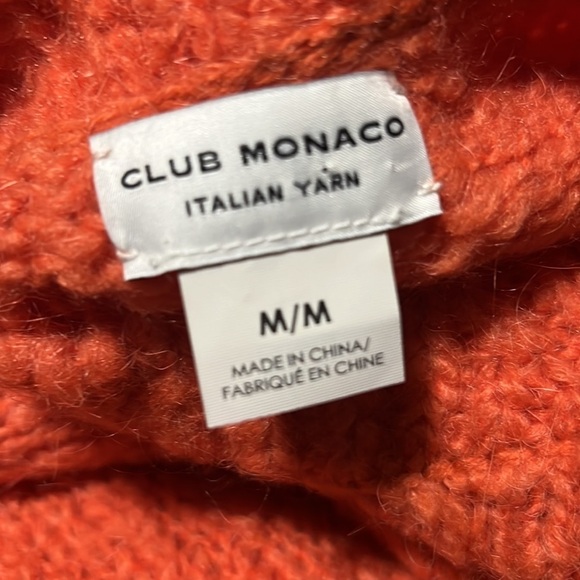 CLUB MONACO Teenie Sweater Chunky Knit V-Neck in Vibrant Orange Size Medium - Picture 3 of 3